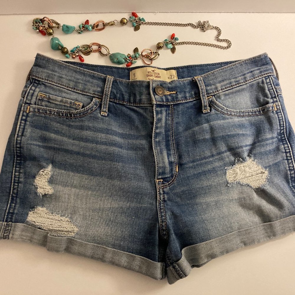 Hollister Frayed, Distressed Short Denim Shorts 5/27